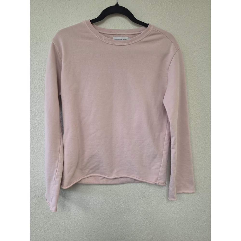 Sincerely Jules Sweatshirt XS Pink Solid Crew Neck Cotton Pullover Top Shirt